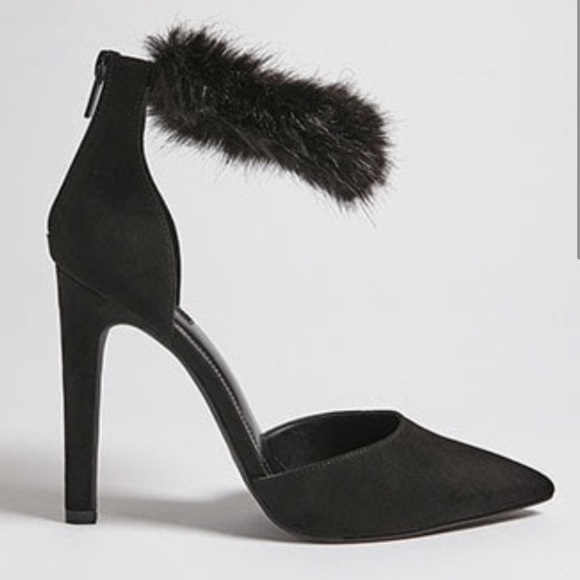 Forever 21 Shoes - Forever 21 Faux Fur Heels - Black